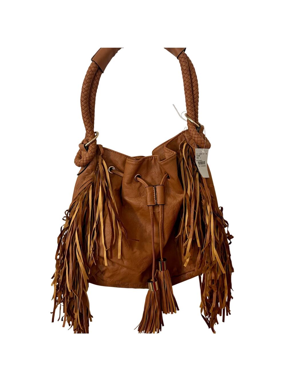 NWT Buckle Fringe Faux Leather Large Hippie Hobo Shoulder Bag Tote Festival Boho